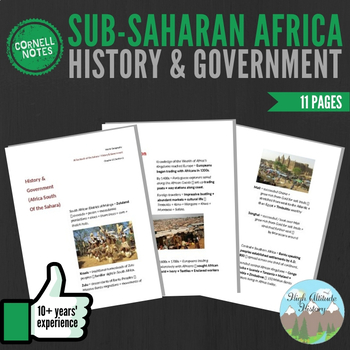 Preview of Cornell Notes (History & Government) Sub-Saharan Africa / South of the Sahara