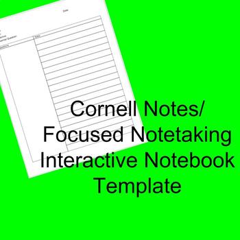 Preview of Cornell Notes Interactive Notebook Template/ Focused Notetaking *editable*