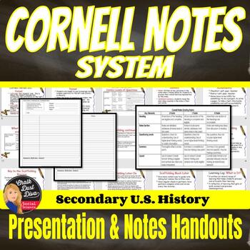 Preview of CORNELL NOTE Taking Strategy Teacher & Student Presentation Notes Template
