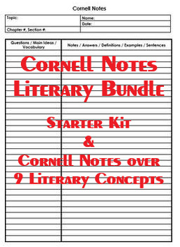 Preview of Cornell Notes - Literary Bundle