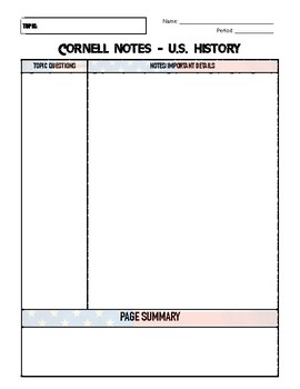 Cornell Notes Outline by You Will Love History | TpT