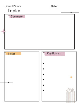 Preview of Cornell Notes Page- Teach your kids to take notes!