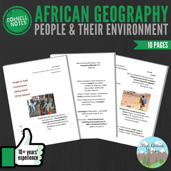 Preview of Cornell Notes: (People & Environment) Sub-Saharan Africa/Africa South of Sahara