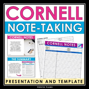 Preview of Cornell Notes Introduction - Presentation Slides & Cornell Note-Taking Template