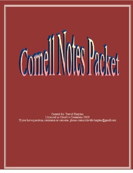 Preview of Cornell Notes Printable Packet