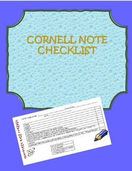 Preview of Cornell Notes Rubric/Checklist