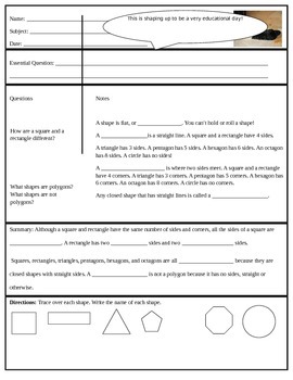 Preview of Cornell Notes Shapes