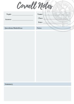 Preview of Cornell Notes - Social Studies Edition