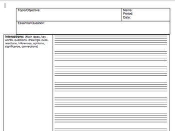 Preview of Cornell Notes Style with Music Bars (editable)