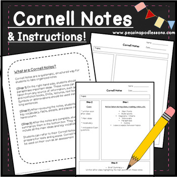 Preview of Cornell Notes Template | Note Taking Graphic Organizer | Note Taking Template