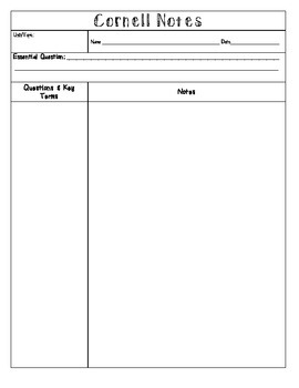 Cornell Notes Template by Science with Malen | Teachers Pay Teachers