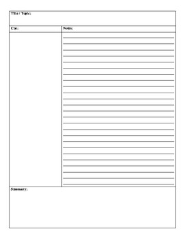 Preview of Cornell Notes Template