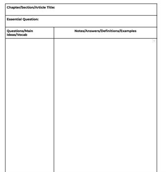 Preview of Cornell Notes Template