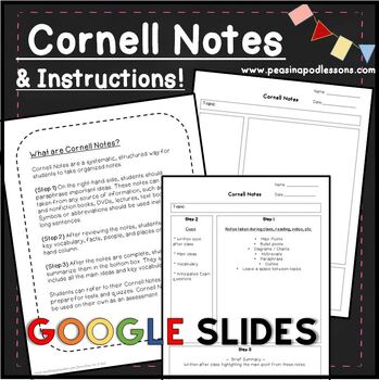 Preview of Cornell Notes Template Note Taking Graphic Organizer Google Slides Template