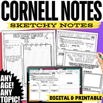 Preview of Cornell Notes Template Study Guide Graphic Organizer How To Take Notes Skills