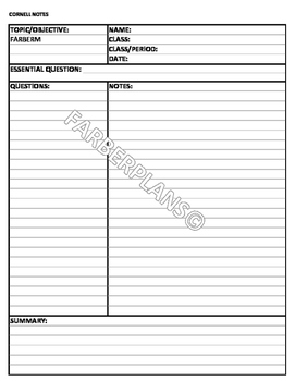Preview of Cornell Notes Templates (AVID)