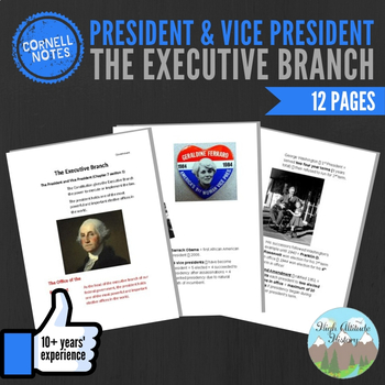 Preview of Cornell Notes (The Executive Branch) President & Vice President