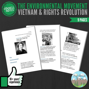 Preview of Cornell Notes (Vietnam & Rights Revolution) The Environmental Movement