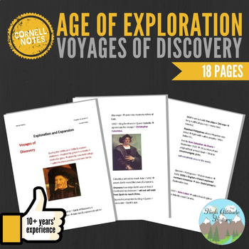 Preview of Cornell Notes (Voyages of Discovery) Age of Exploration