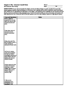 Preview of Cornell Notes and Quiz Ch 2: Plot & Structure (Perrine) AP Literature