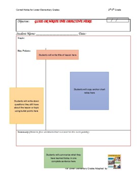 Preview of Cornell Notes for Primary Students