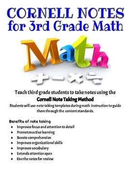 Preview of Cornell Notes for Third Grade Common Core Math Standards