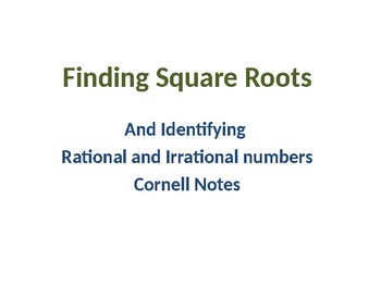 Preview of Cornell Notes for teaching square roots