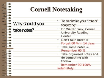 Preview of Cornell or Double Entry Note Presentation/Instructions