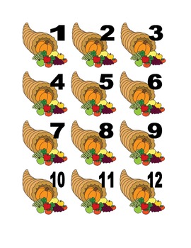 Preview of Cornucopia Numbers for Calendar or Counting Activity