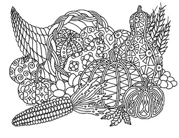 Cornucopia Coloring Page Worksheets Teaching Resources Tpt