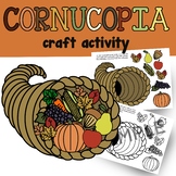 Cornucopia activity, cornucopia color and cut craft.