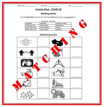 Preview of Coronavirus COVID 19 (MATCHING ACTIVITY) (DISTANCE LEARNING)