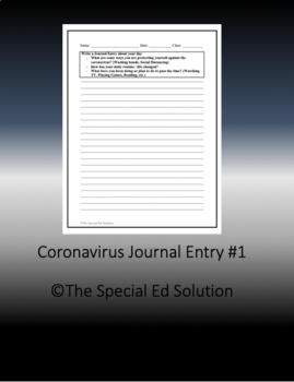 Preview of CoronaVirus Journal Entry #1 - Distance Learning