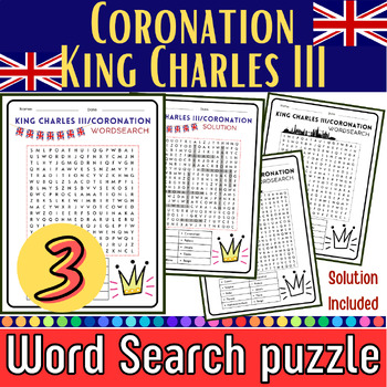 Preview of Coronation King Charles III Word Search Puzzle KS1 - United Kingdom Activity