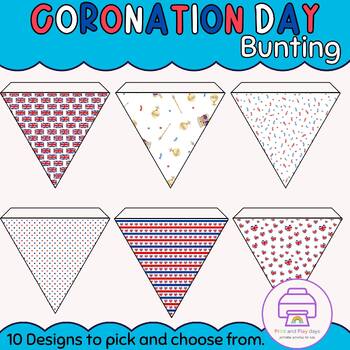 Preview of Coronation theme bunting for a royal classroom decor