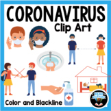 Coronavirus Covid-19 Clip Art: color and black line for ki