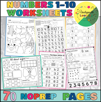 Preview of Spring Activities Number 1-10 Worksheets for preschool kindergarten morning work