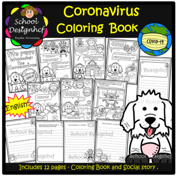 Preview of Coronavirus - Social story and Coloring Book - English (School Designhcf)