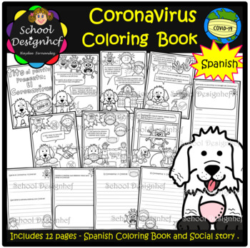 Preview of Coronavirus - Social story and Coloring Book - Spanish (School Designhcf)