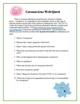 Preview of Coronavirus Webquest