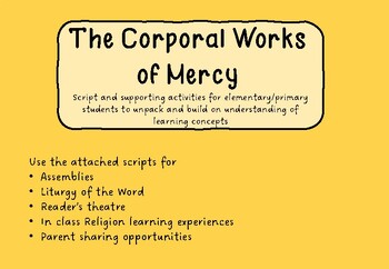 Preview of Corporal Works of Mercy Primary student activity pack