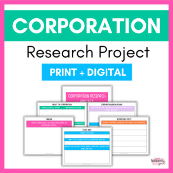 Preview of Corporation Guided Research Project for Business Ownership