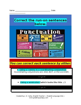 Preview of Correct Punctuation, Capitalization, Periods & Commas - ELA Practice Worksheet