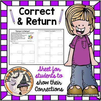 Preview of Back to School Math Correct and Return Form EDITABLE Student Show Corrections