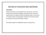 Correct or Incorrect Sort and Solve - Order of Operations