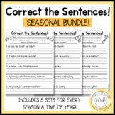 Correct the Sentences! Seasonal Bundle | First - Second Gr