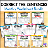 Monthly Correct the Sentences Worksheets - Capitalization 