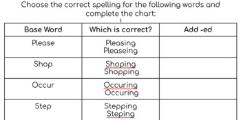 Preview of Correct the spelling: inflectional endings