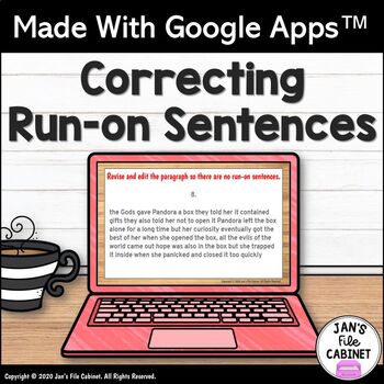 Preview of Correcting Run-on Sentences Lesson and Activities GRADES 6-8 Google Apps