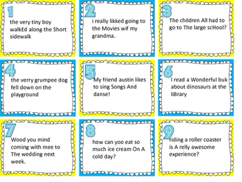 Correcting Sentences- Proofreading Task Cards by The Polka Dot Spot